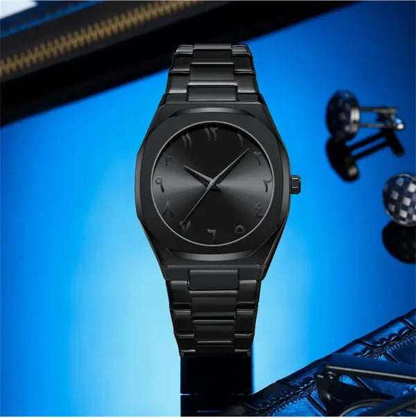 Matte Arabic Black Aura Watch for Men – Minimalist Design, Premium Build urban forge