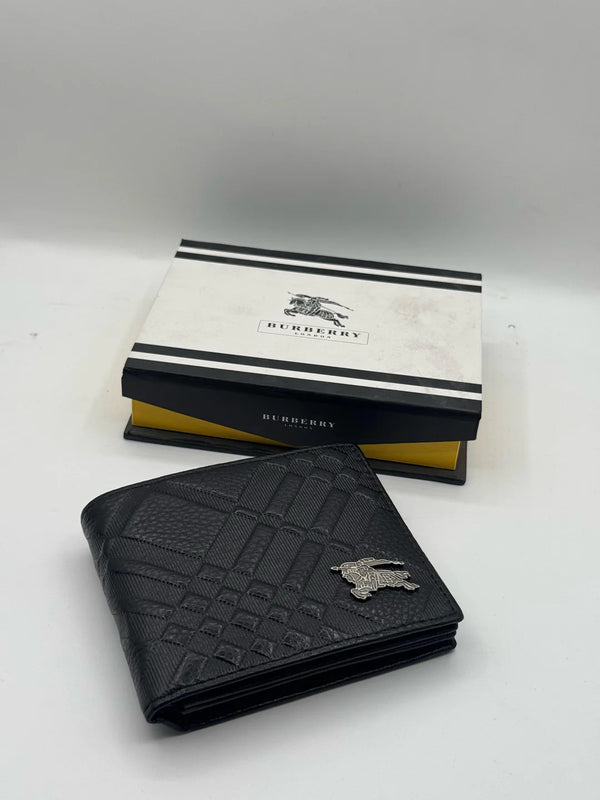 Burberry Style Black Leather Wallet